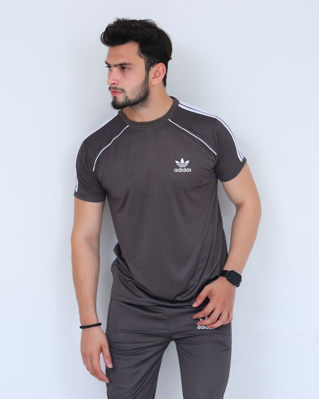 ADI Elegant Charcoal Tri-Line Dri-Fit Tracksuit