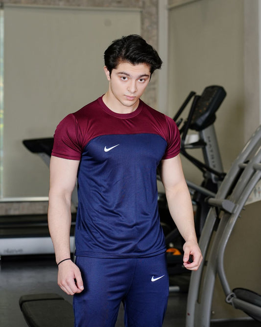 N-I-K-E TwinSet Blue & Burgundy Dri-Fit Tracksuit
