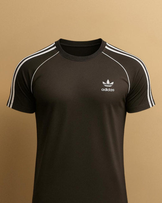 ADI Elegant Charcoal Tri-Line Dri-Fit T-Shirt